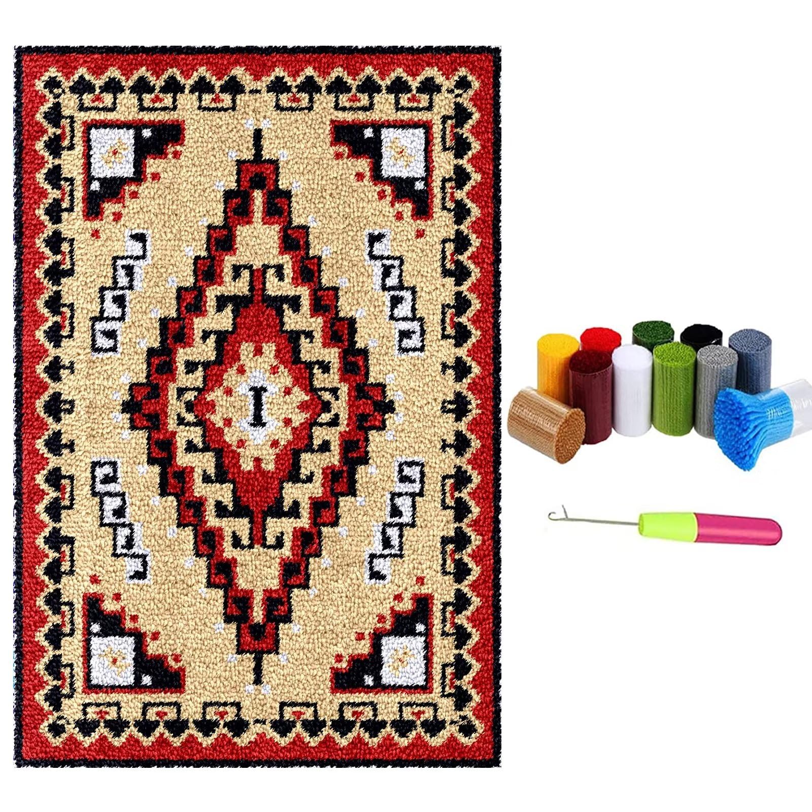 Set di bottoni a croce per principianti, adulti o bambini, tappeto da annodare, set da 80 x 115 cm