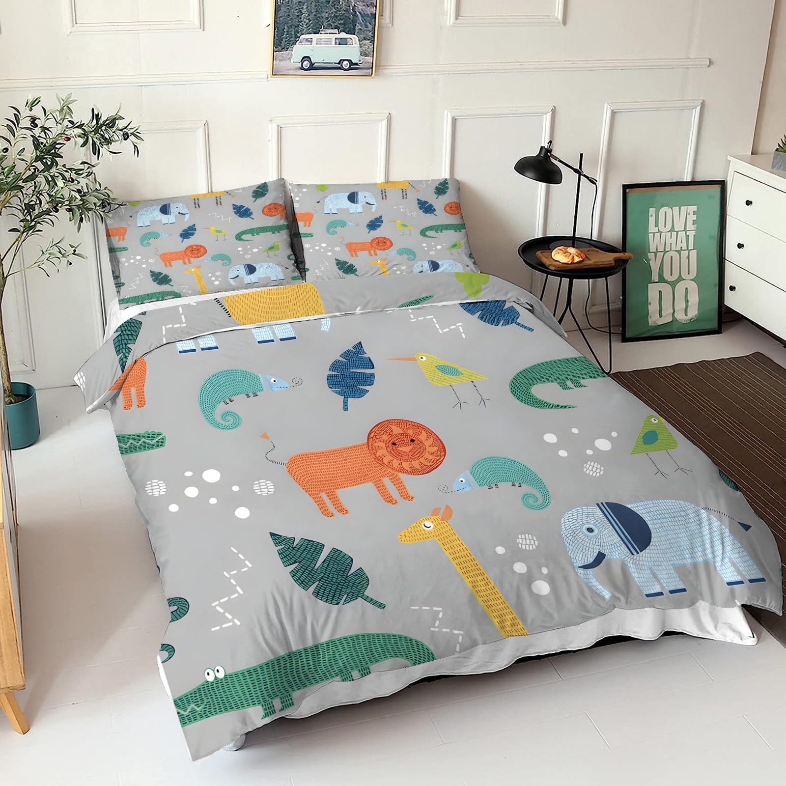 Funda Nordica Cama 150 Dibujos Animados Europeos Funda Nordica 220x240 cm Ropa De Cama con Cremallera para niños Adultos + 2 Fundas de Almohada 50x80 cm, Suave Transpirable Microfibra