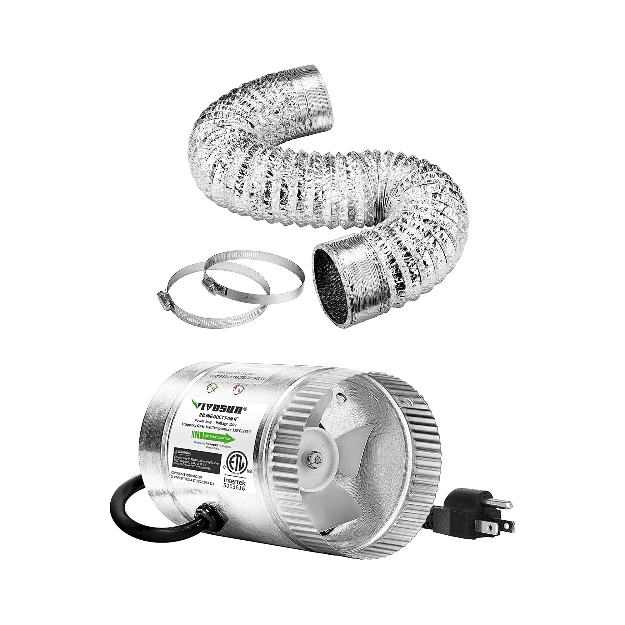 VIVOSUN 4 inch Inline Duct Fan with Ducting Tube