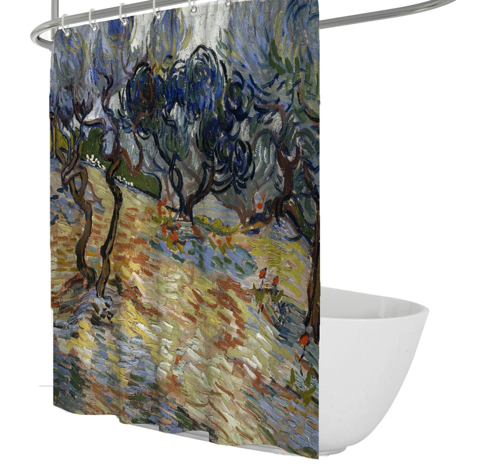 Impressionnisme Multi Taille Rideau de Douche Impressionnisme Rétro Rétro Abstrait Peinture à l’Huile Tissu Polyester Imperméable Salle de Bain Décor avec Crochets 200x240cm