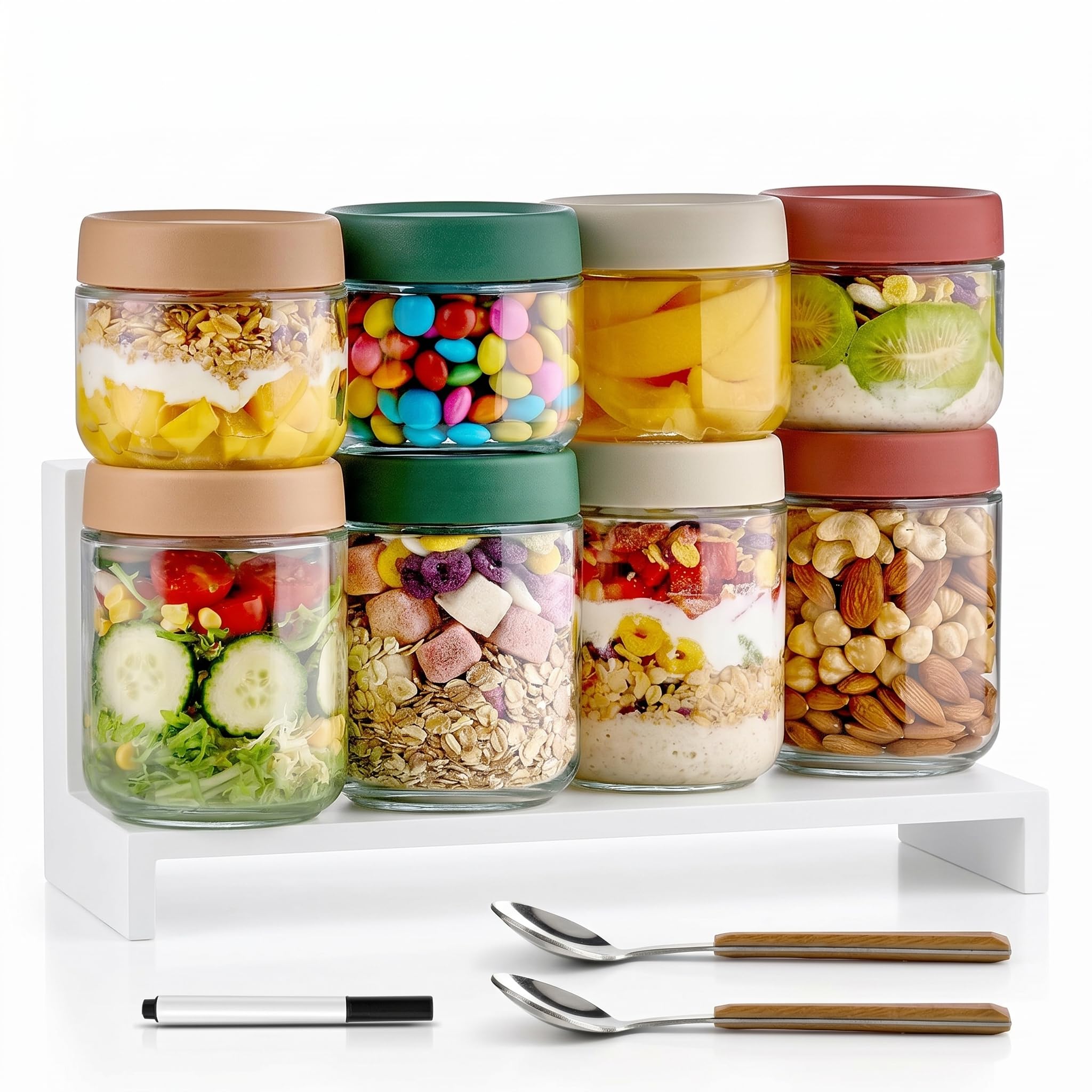 Qipecedm 8 Pack Overnight Oats Containers