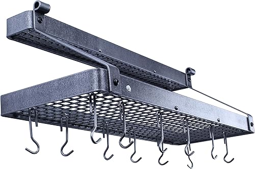 Miniatura 3 de enclume Premier Estantería Pot rack con estante de pared diseño de marcas de martillo acero