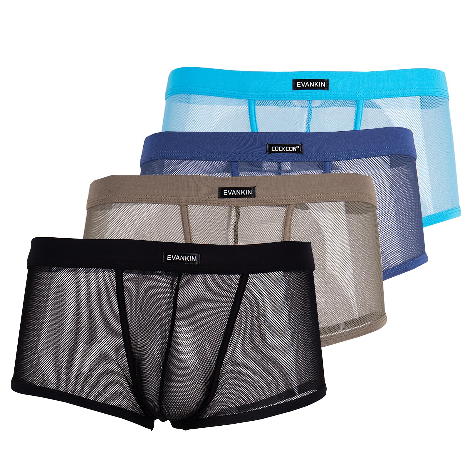 Evankin Men's Underwear Sexy Mesh Breathable Boxer Briefs Low Rise Cool Valentines Boxers Pack Set