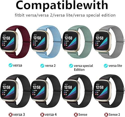 Miniatura 4 de Chinber Paquete de 5 correas compatibles con Fitbit Versa 2 BandasFitbit Versa 2 bandas para mujeresFitbit VersaVersa LiteVersa SE, correa deportiva