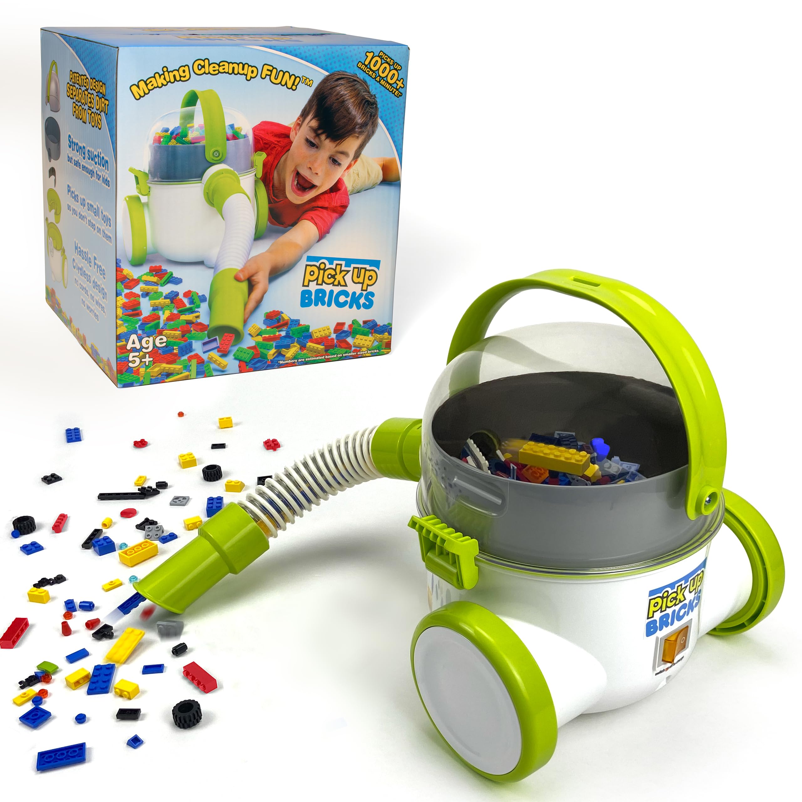 Pick Up Bricks Toy Cleanup Vacuum for Kids, Works w/Lego Bricks, LOL Doll Acc. & More, Boys and Girls Ages 4-9