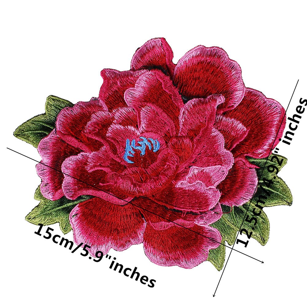 2 Toppe 3D A Fiore In Pizzo Ricamato - Blu, 15x12,5 Cm, Da Cucire Su Vestiti, Borse, Scrapbooking, T2618 - 5