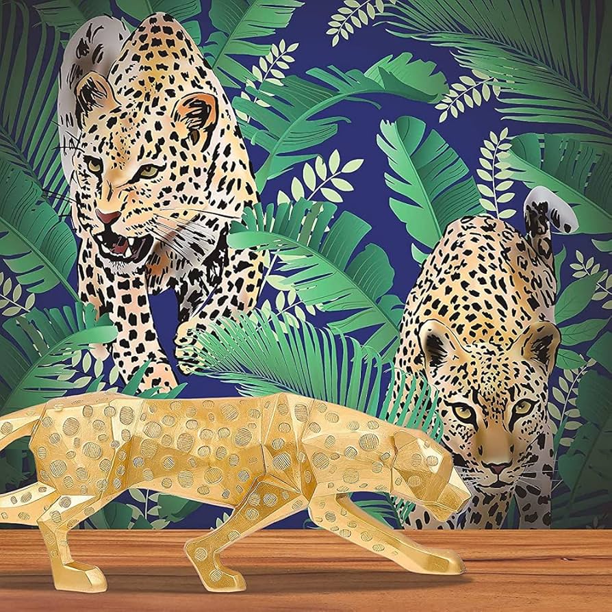 豪華置物　ヒョウ　動物彫刻　インテリア　オブジェ　美術品　金メッキ 40dcbb5241b68515a7a4cfa13c0395