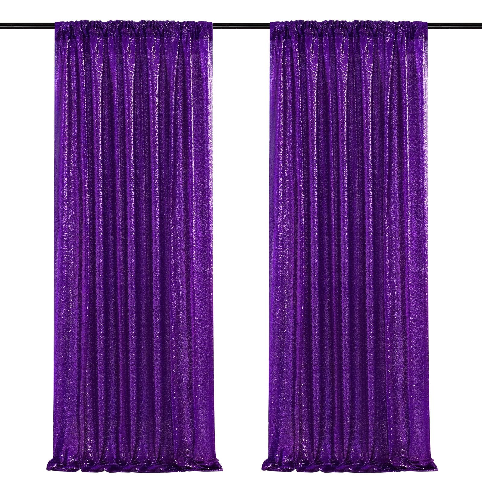 2 Pieces Gold Sequin Backdrop Curtain Panels Stage 2FTx8FT Party Wedding Background Drapes — view 24