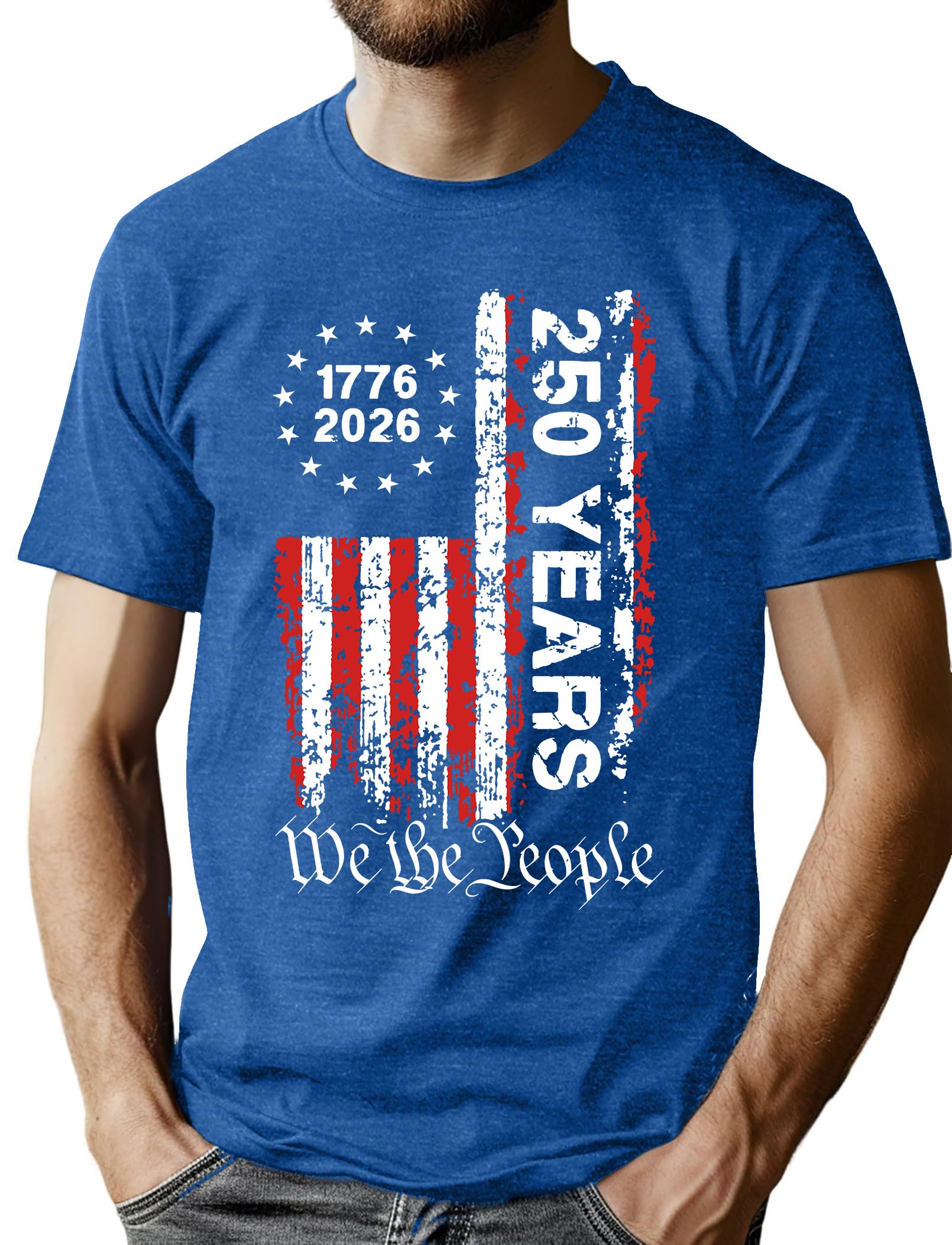250th Anniversary USA Shirts for Men American Flag T-Shirt 4th of July Shirt 250 Years Birthday Patriotic Tops