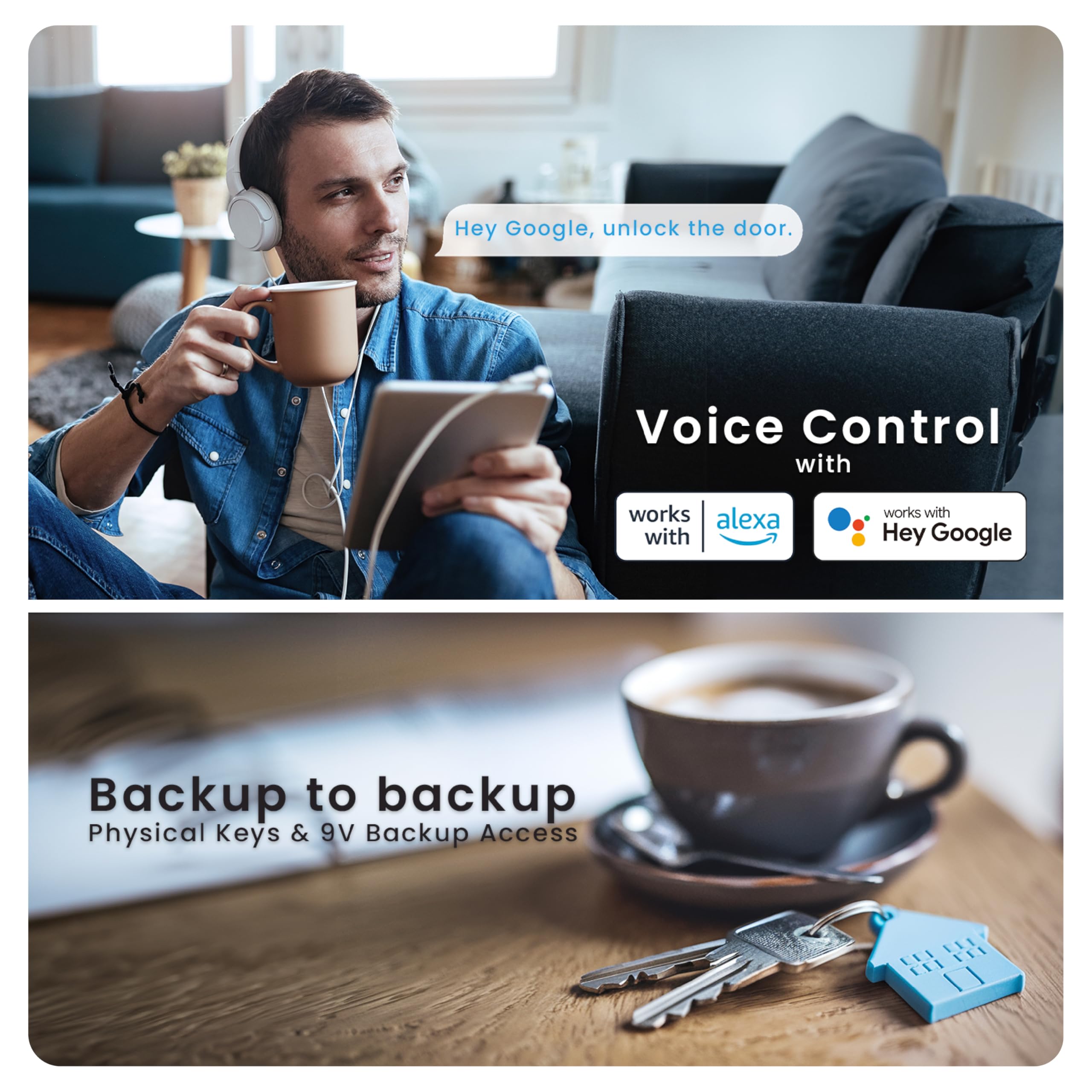 Secure Pro Smart Lock Wi-Fi, cerradura de puerta con teclado digital de entrada sin llave, sensor de huellas dactilares biométrico 3D con asa, control de voz y bloqueo automático, edición con 8