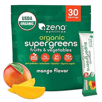 Amazon.com: Zena Nutrition Organic Super Greens Powder, 70+