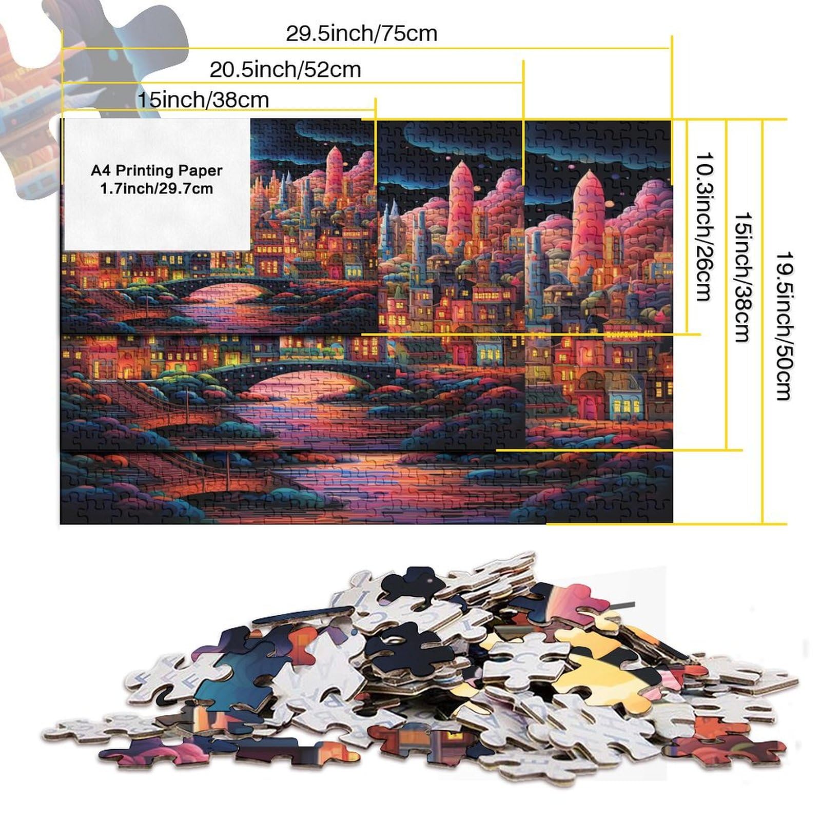 City Night Scenery Puzzle dla dorosłych 1000 sztuk Puzzle dla dorosłych Puzzle Puzzle Zabawki 1000 sztuk Puzzle Wyzwanie Dla Dorosłych Wystrój domu 1000 sztuk (75 x 50 cm)