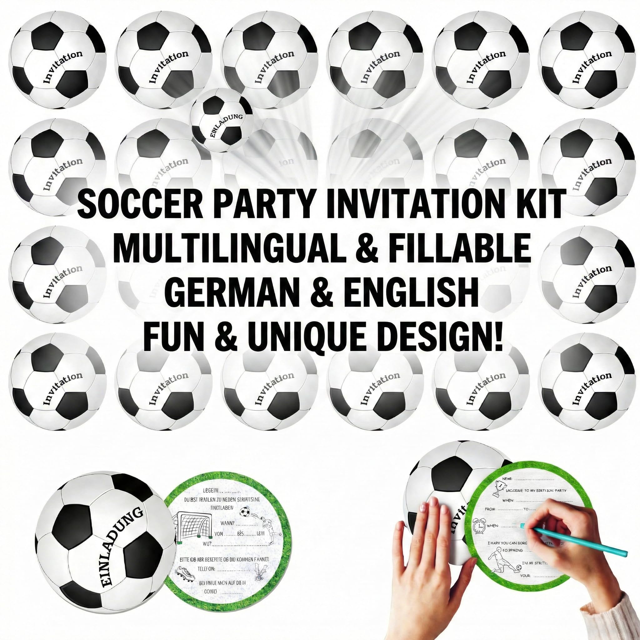 Inviti Compleanno Bambino Calcio 25 Pezzi Biglietti Invito Festa Tema Sport 15 cm