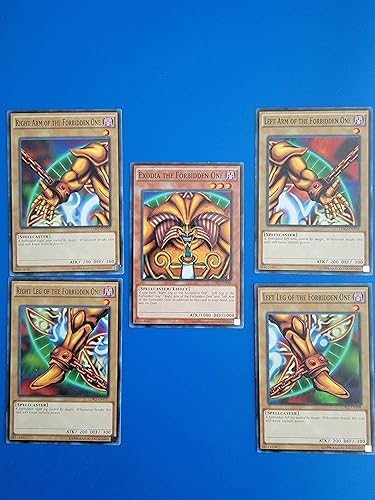 Exodia The Forbidden - Juego de 5 cartas de YuGiOh Legendary Decks II Yugi's God Card Set LDK2-ENY04, LDK2-ENY05, LDK2-ENY06, LDK2-ENY07, LDK2-ENY08
