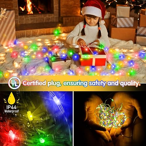 Miniatura 10 de KNONEW Guirnalda de luces de Navidad para exteriores, 170 pies, 500 luces LED, control remoto impermeable, 8 modos, tiempos de memoria para bodas,