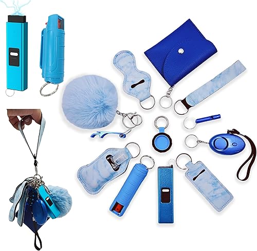 BATUMEYE Set de regalo para mujer con pompón, cordón para bálsamo labial, tarjetero, silbato, soporte para botella de viaje, botella abierta