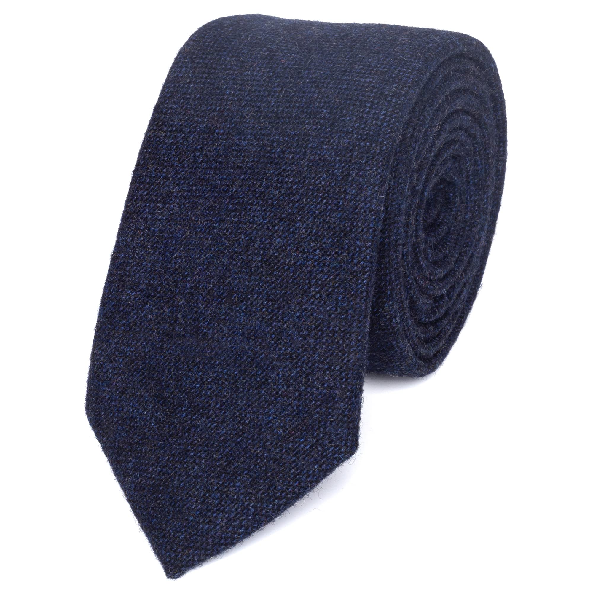 DB Dickie Bow Men's Luxury Wool Skinny Neck Tie (Navy Blue) - suitable for formalwear, office, weddings, parties, grooms & groomsmen outfits