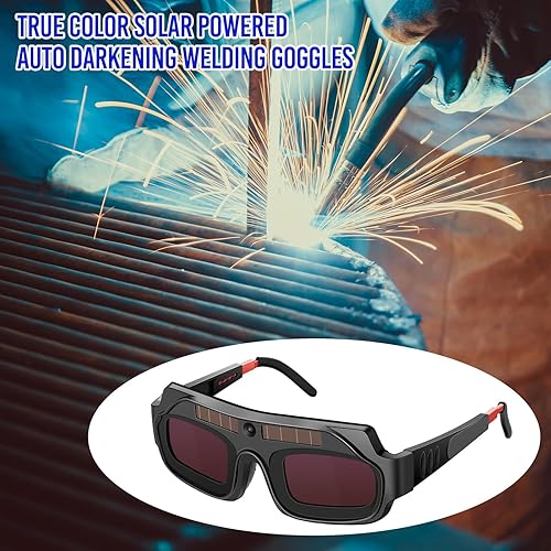 Miniatura 2 de Copkim Gafas de soldadura con oscurecimiento automático de energía solar, gafas de soldadura autotintadas con 2 sensores de arco y correa