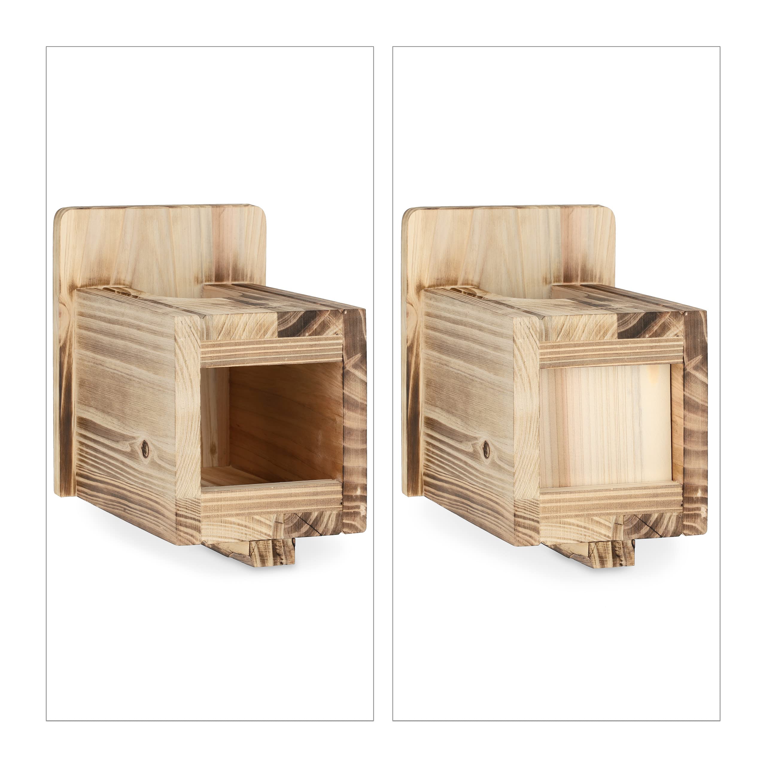 Relaxdays Caseta Nido Pájaro Colgante, Casa Anidación Aves Madera, Pajarera Agujero Entrada 95x55 mm, Natural