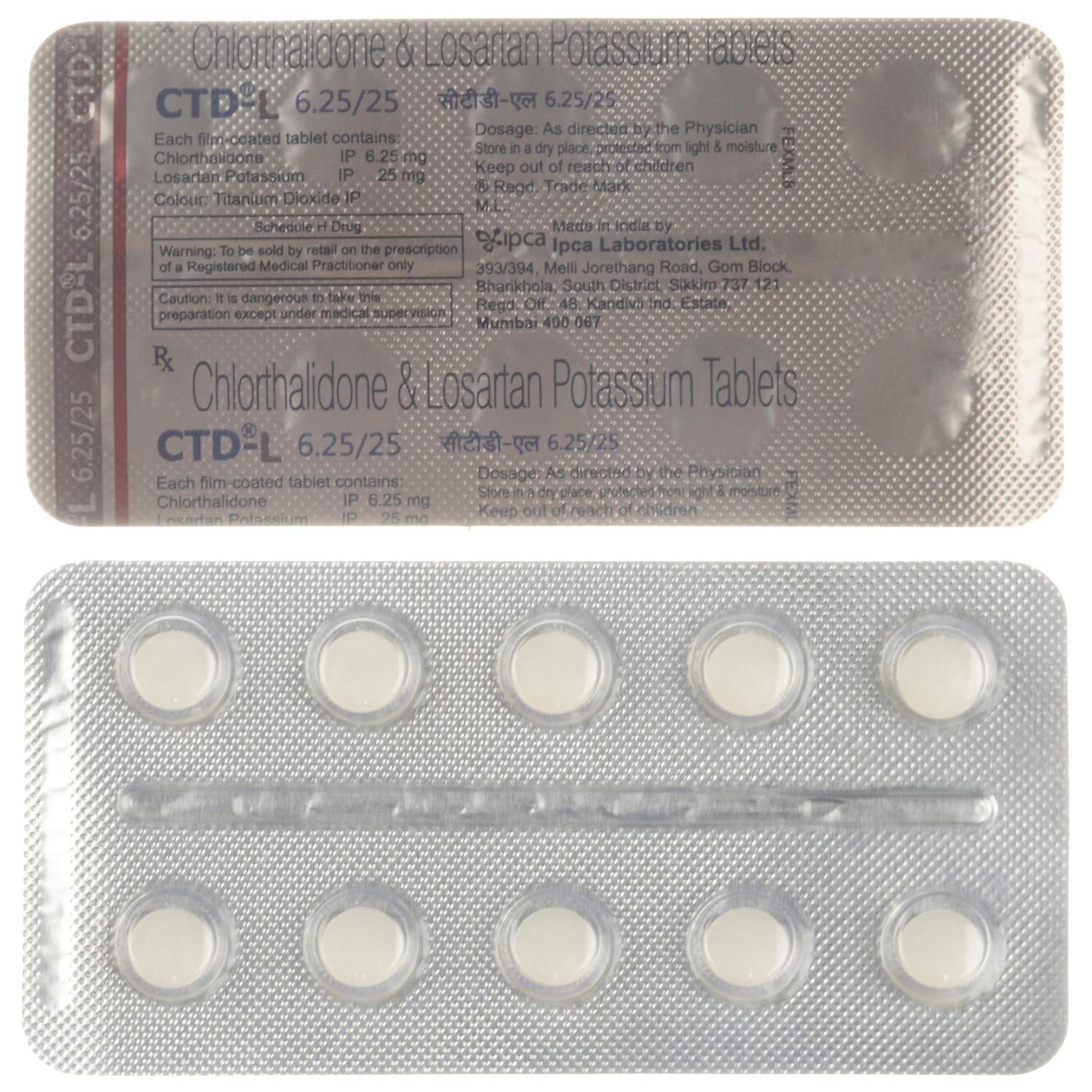 CTD L 6.25/25 - Strip of 10 Tablets