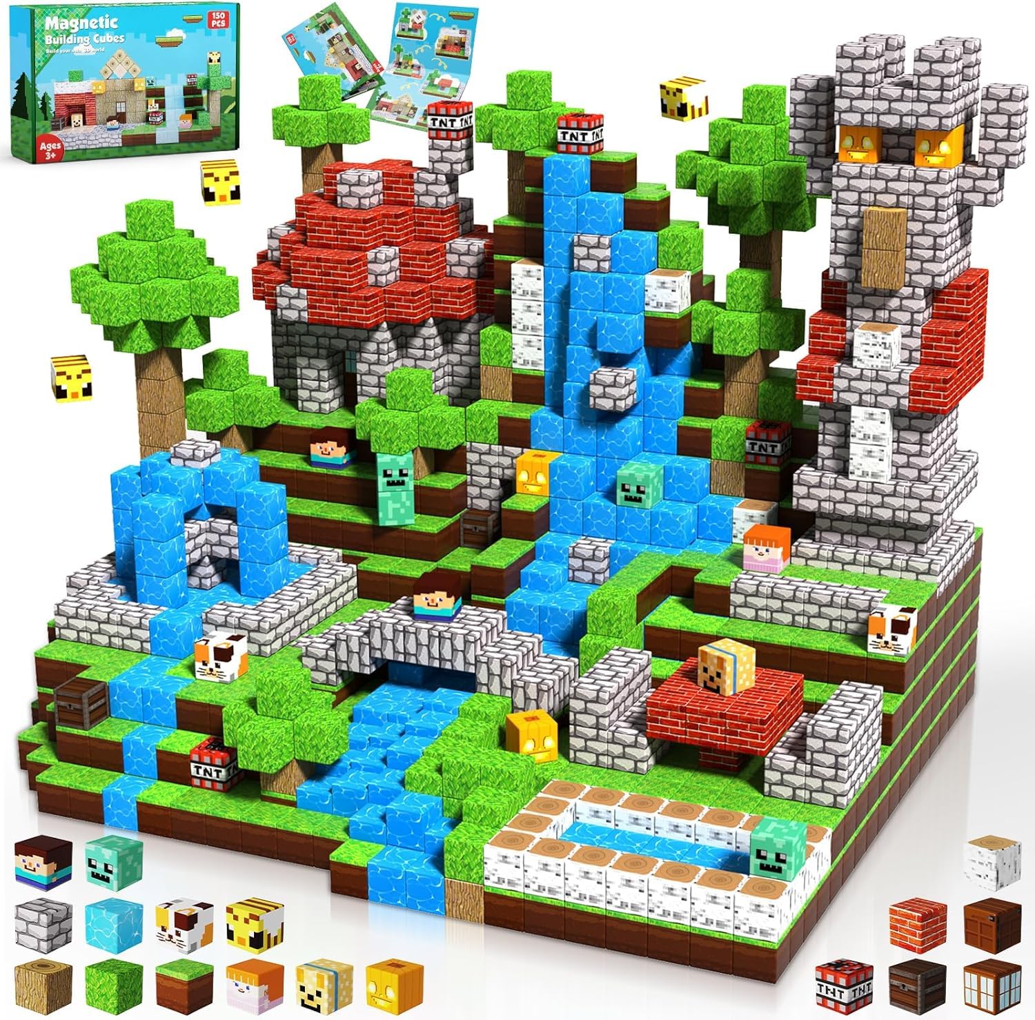 ToyUnited Magnetic Blocks-150PCS Magnetic Building Blocks Tiles Stacking, Construction Toys STEM Sensory Toys for Toddlers Kids Boys Girls Ages 3 4 5 6 7 8 9 10 Christmas Easter Birthday Gifts