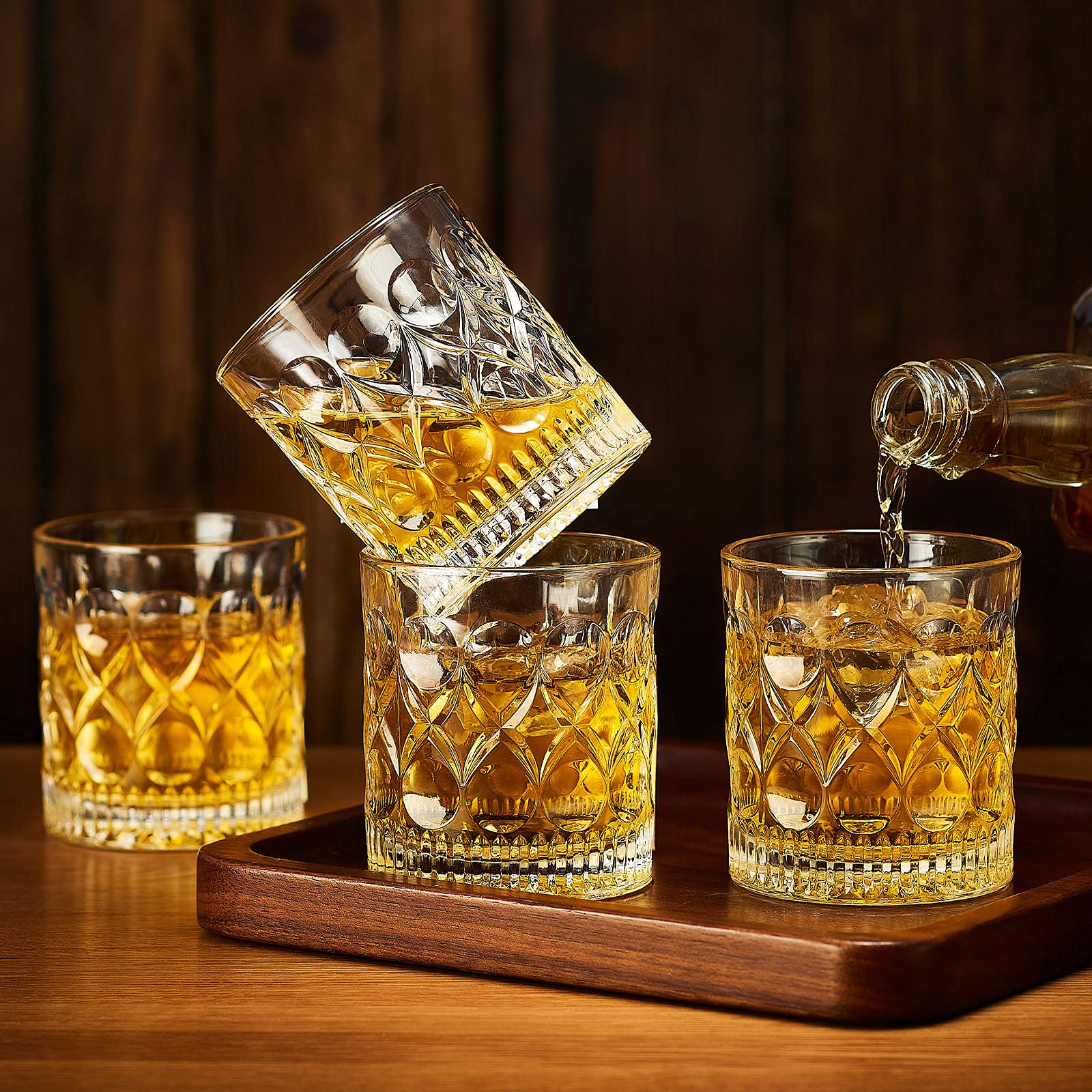 Buy OPAYLY Crystal Whiskey Glasses 10oz (Set of 4) Rocks Glasses in