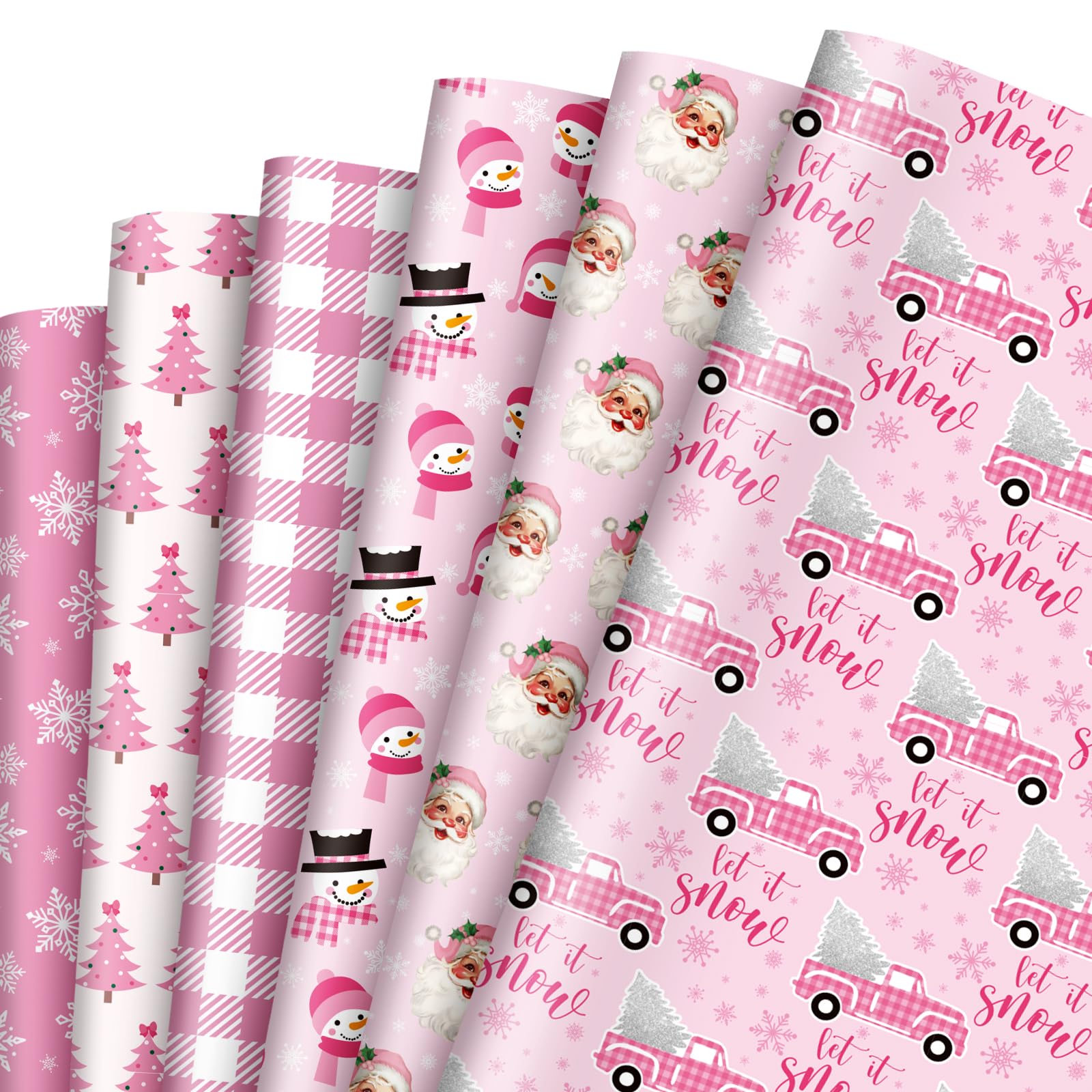 Amazon | Whaline 12枚 クリスマス包装紙 冬 ピンク ギフト包装紙