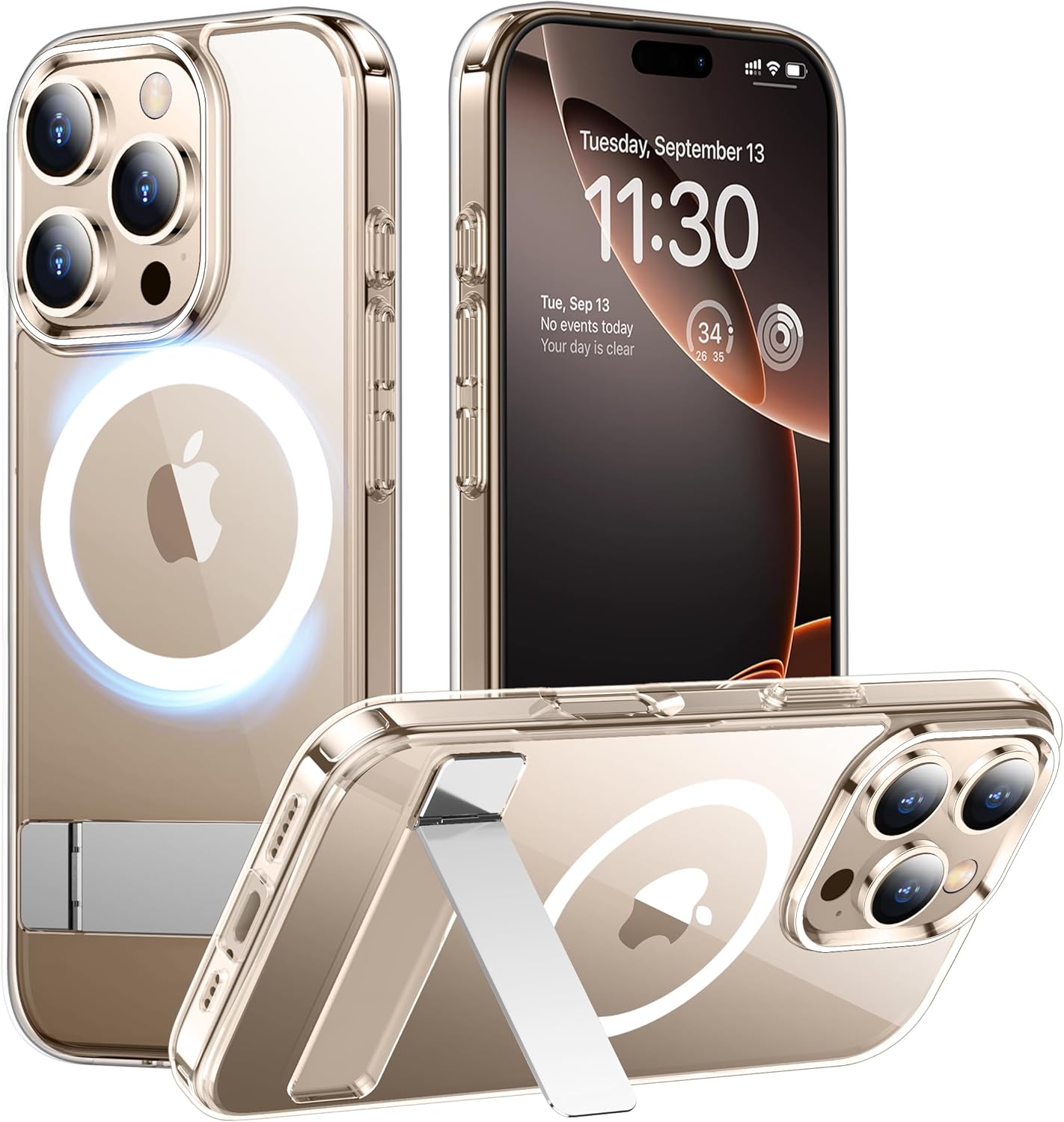 Temdan Magnetic Compatible with iPhone 16 Pro Max Case, [Built-in Invisible Kickstand][Compatible with MagSafe] [Military Grade Shockproof] Slim Thin Phone Case for iPhone 16 Pro Max 6.9″