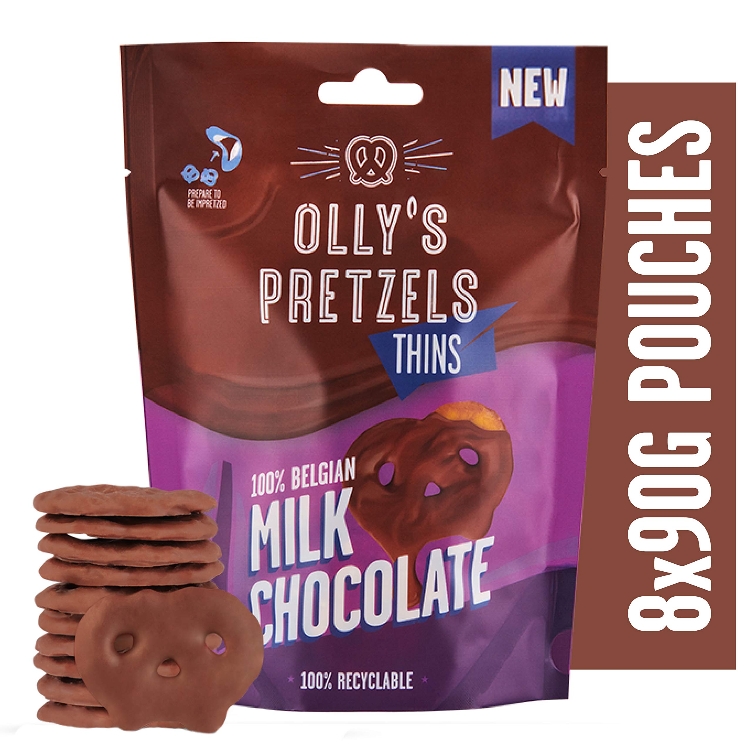 Buy OLLY'S Pretzel Thins Milk Chocolate Coated (10 x 90g Sharing Packs) 100 Belgian Milk