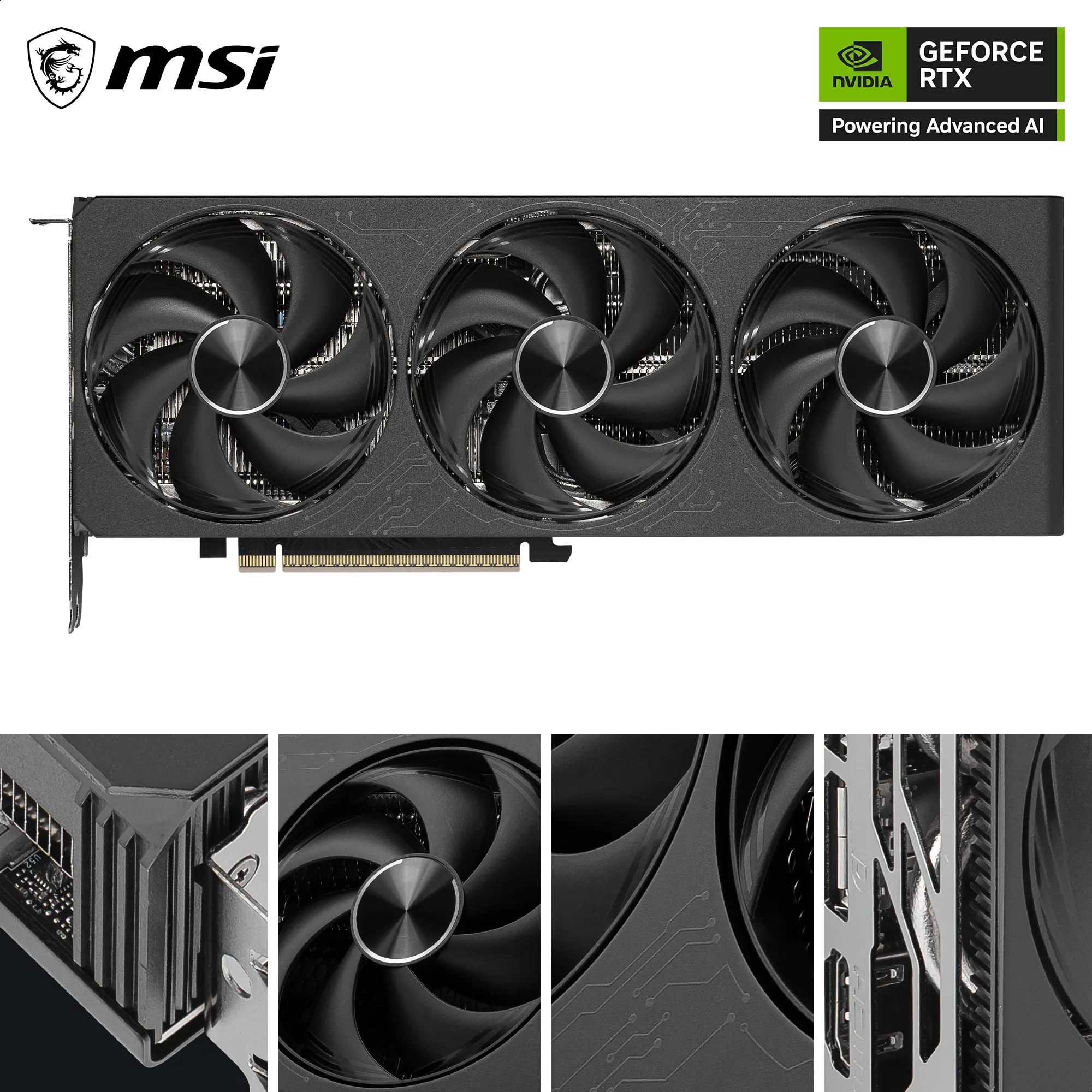 MSI NVIDIA GeForce RTX 5080 16G Inspire 3X OC Black Carte Graphique 16 Go GDDR7 30 Gb/s 256 Bits Triple Ventilateur STORMFORCE Fan HDMI 2.1b DisplayPort 2.1b SFF Ready