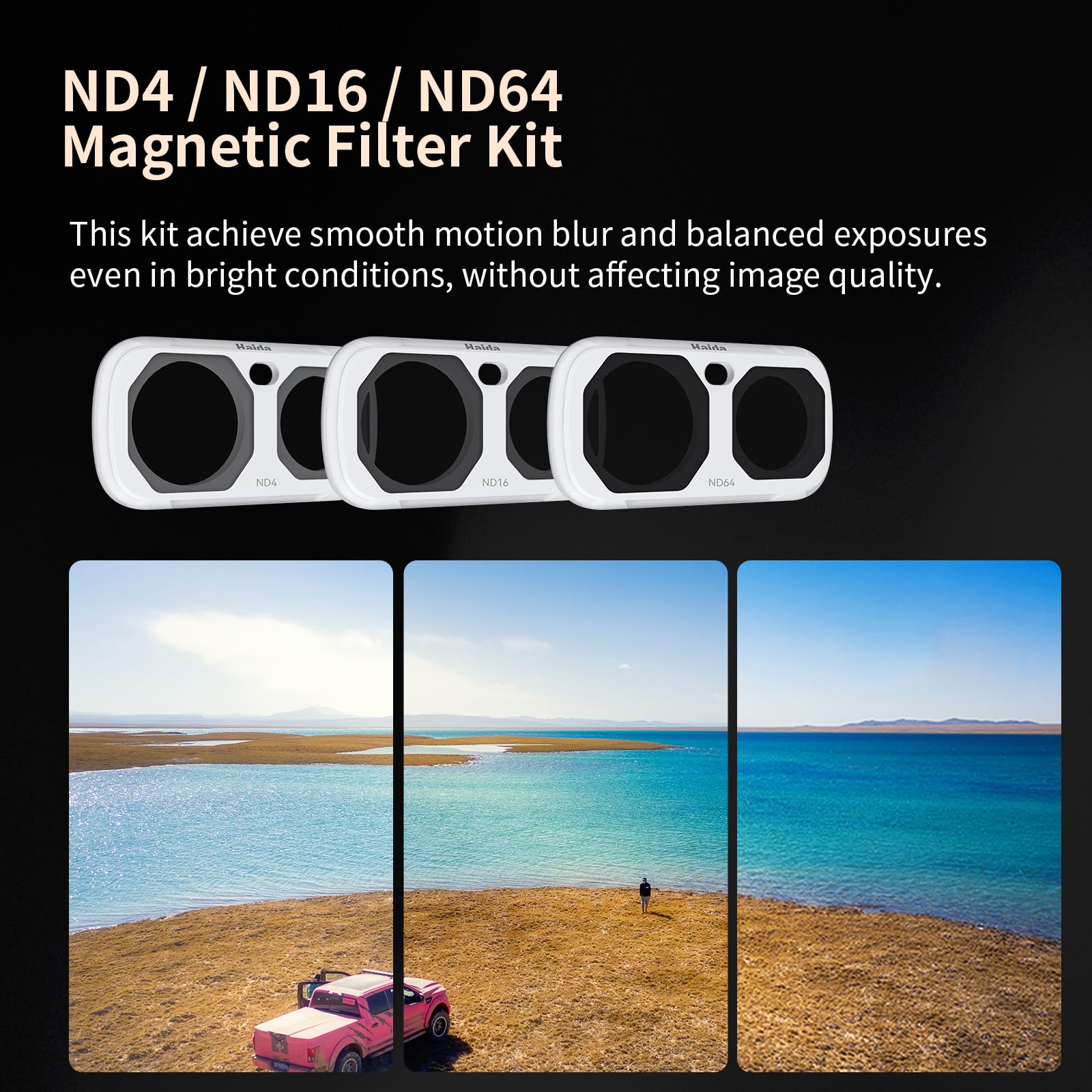 Haida NanoPro Magnetfilter-Set (ND4, ND16, ND64) für Insta360 Luna Ultra-Black