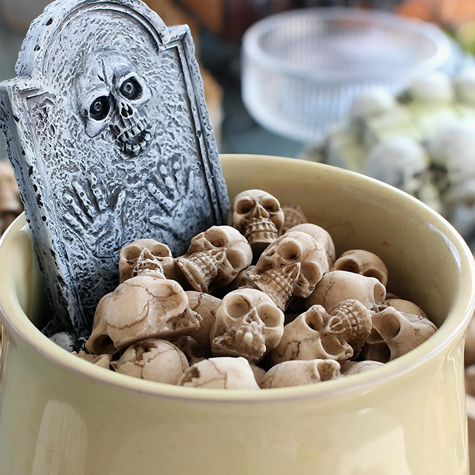 20 Pièces Mini Têtes de Squelette, Halloween Résine Tête De Crâne, Décor De Mini Crânes, pour Le Paysage Jardin en Pot décor, Carnaval, Maison Hantée, Fête d'horreur
