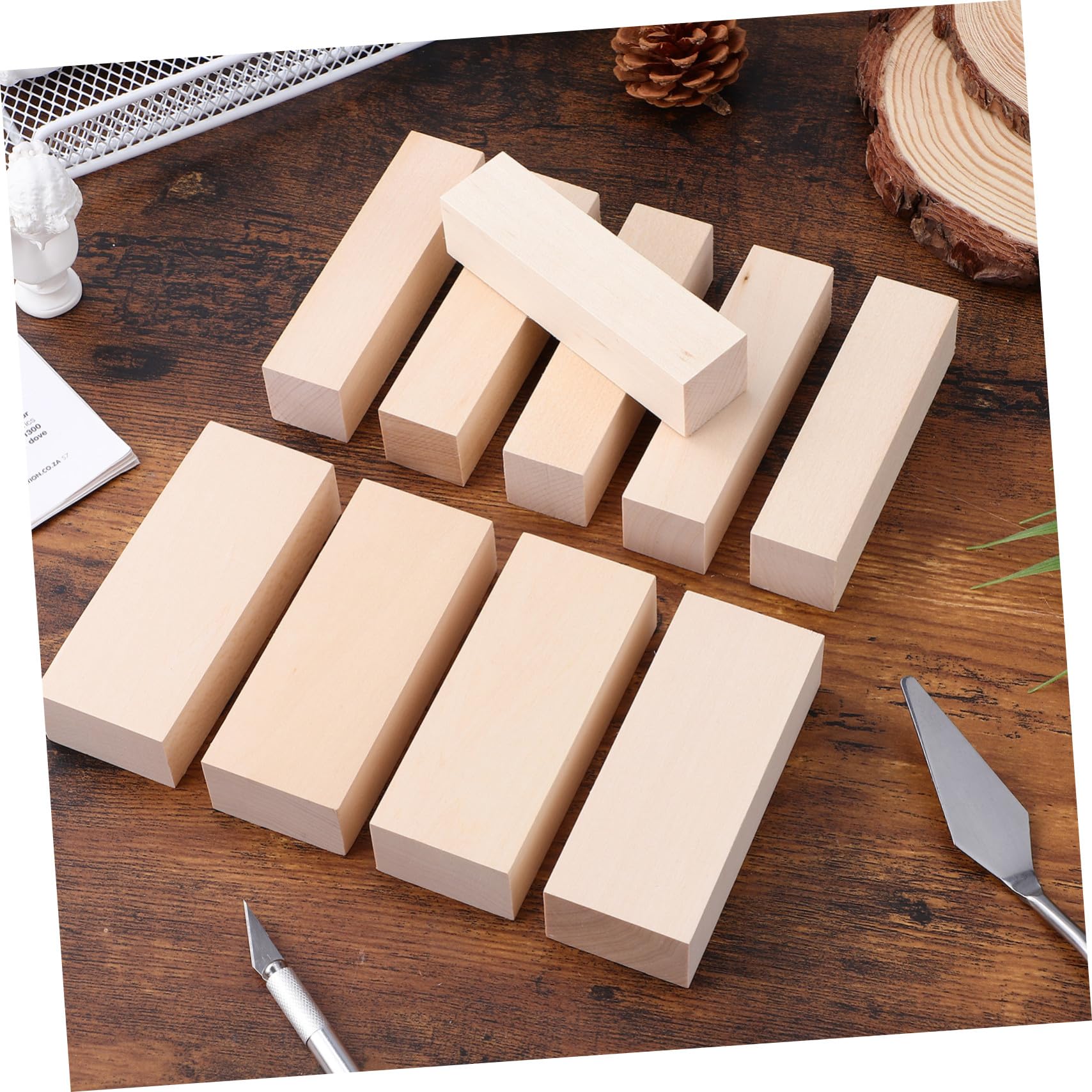 Acabado Natural de Tilo de Tiras de Madera Cuadradas 14 Piezas y Uso Versátil para Manualidades Adecuado para Proyectos DIY y Artesanía