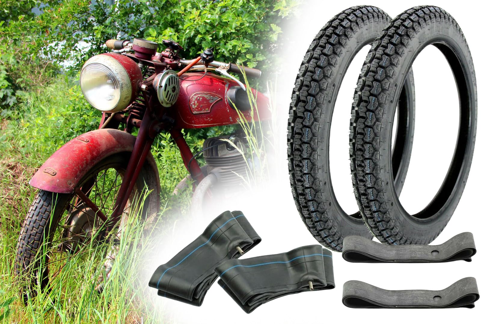 Moped Reifen 2x Kompletträder 2,75-17 Inkl. Schläuche Für Yamaha
