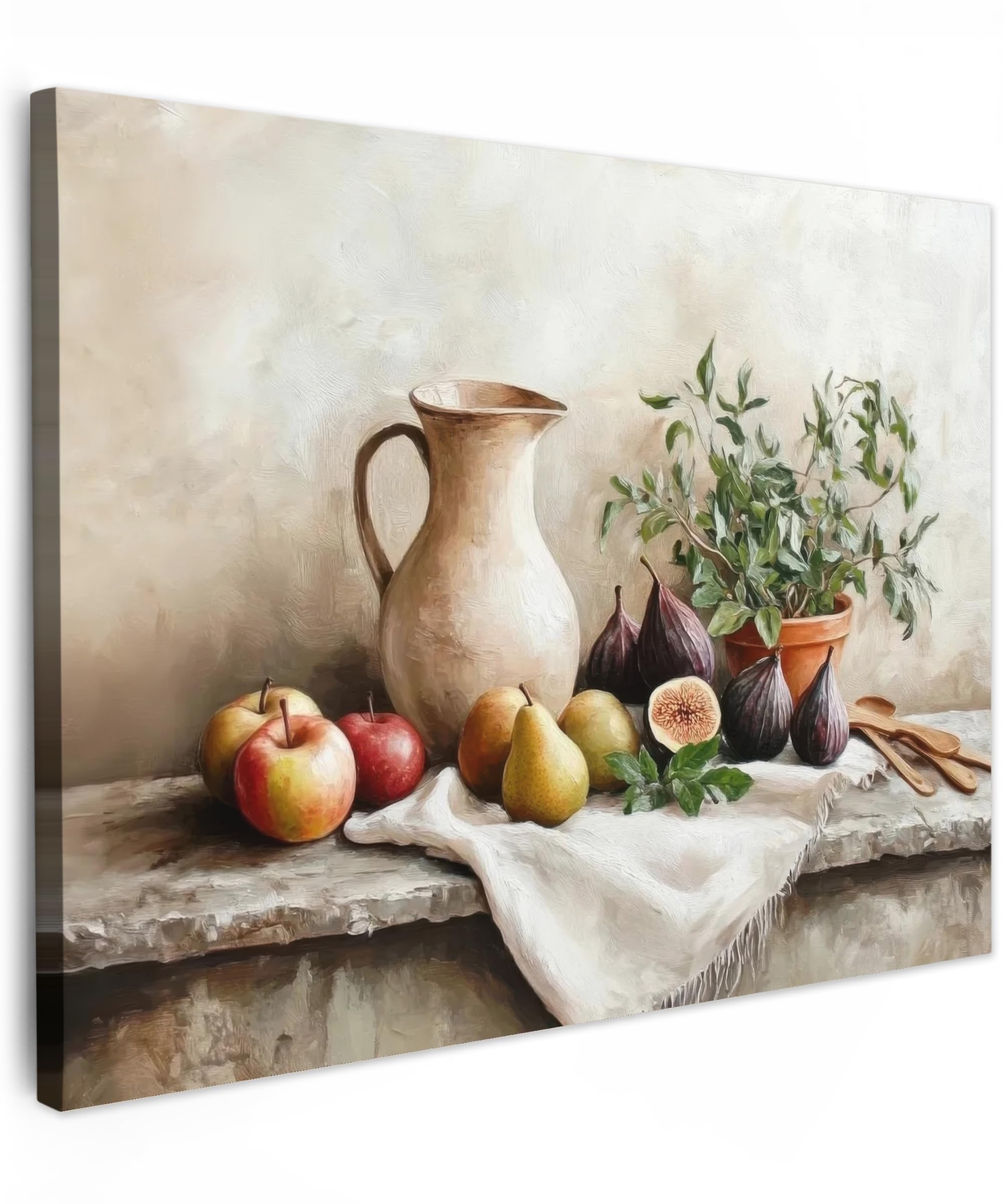 MuchoWow© Canvas Wall Art 16"x12" / 40x30 cm Decor Paintings Print framed on Canvas Pictures for Hallway Fruit - Herbs - Rustic