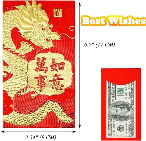 Miniatura 3 de Sobres rojos de Año Nuevo chino, sobres de dinero de la suerte, sobres de dinero de regalo 2024, sobre de Dragon Year Li Xi, sobres de dinero rojo