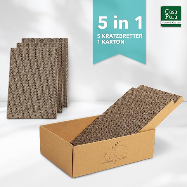 Foto 2 de 7 de casa pura Caja para rascar gatos Tiger con 5 tablas para rascar, 43,5 x 29,5 x 14 cm