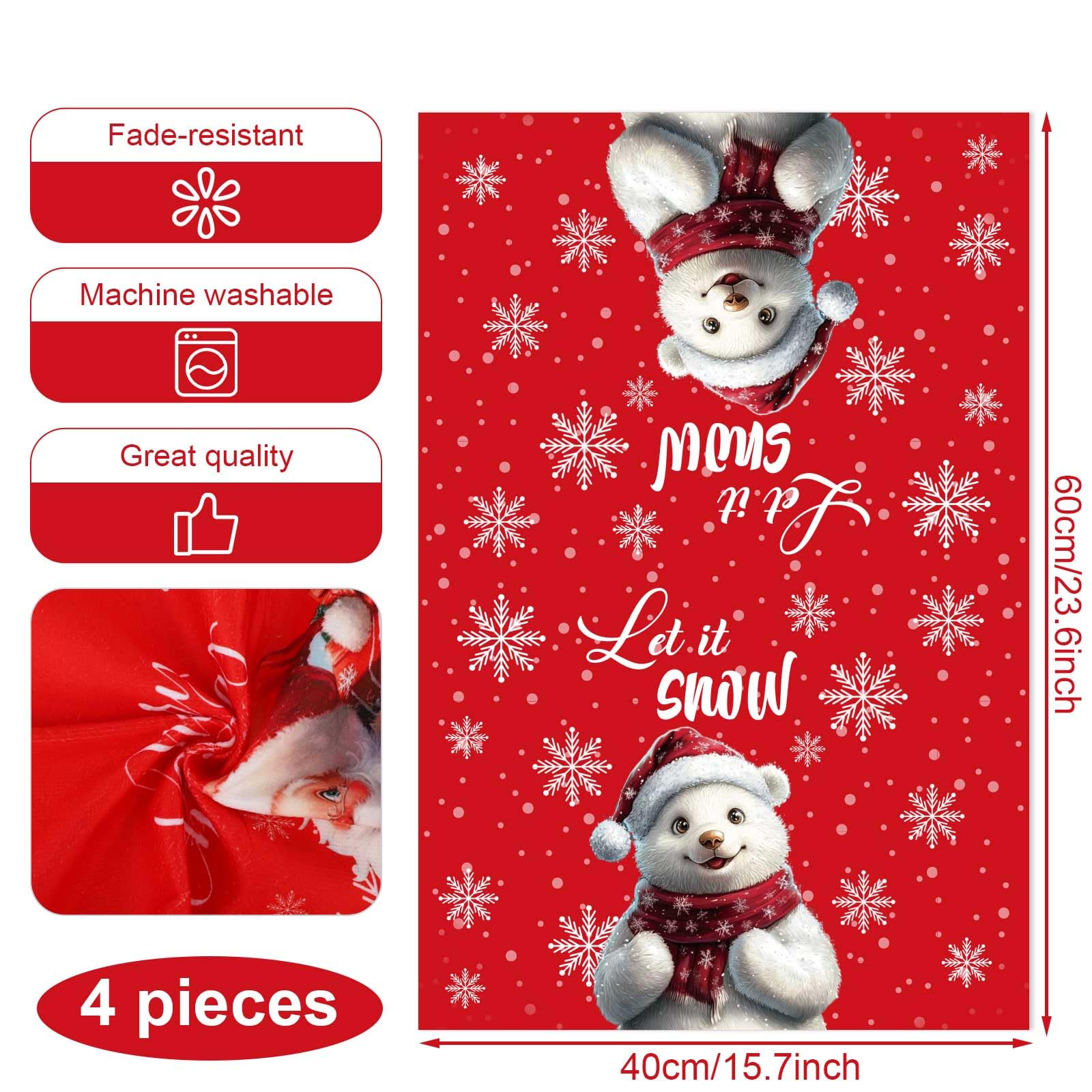 Gosknor 4pcs Christmas Kitchen Towels - Image 2