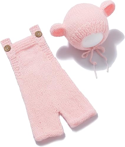 Miniatura 4 de Conjunto de mameluco de ganchillo para fotografía de bebé niño recién nacido