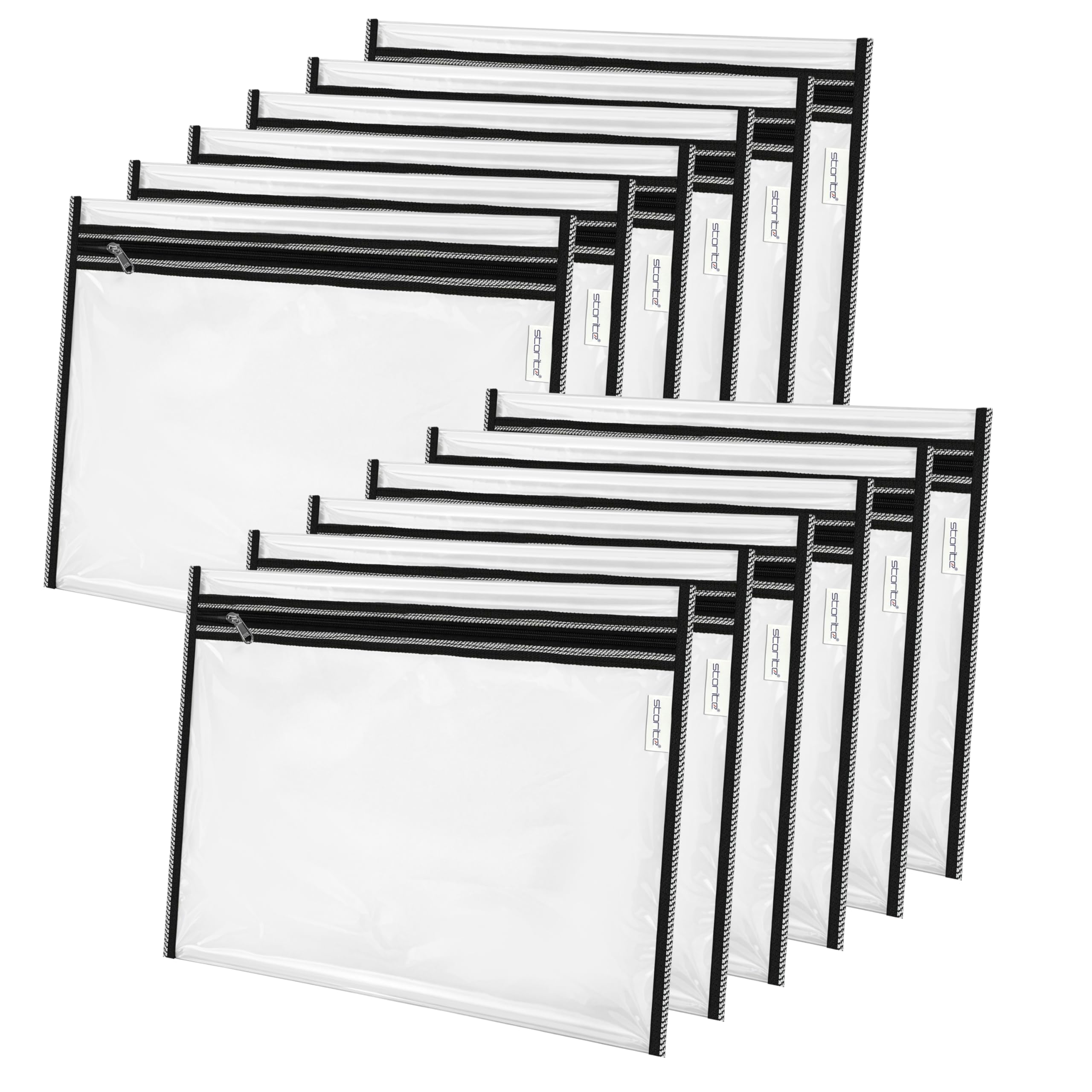 Storite Cotton Saree Bags/Covers With Zip Closure For Clothes Bags and Wardrobe Organizer With Transparent Mesh Window (42 * 37cm)– Beige (12 Pack - Transparent)-image-27