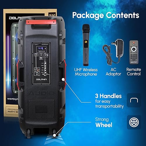 Miniatura 7 de Dolphin SP-310RBT Triple 10" recargable Fiesta altavoz, fuerte, bajo, portátil