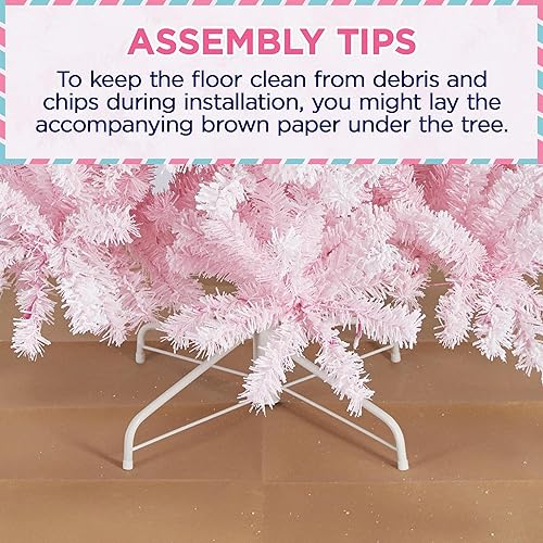 Vista 101 de Yaheetech - Árbol artificial de Navidad con luces incandescentes de color blanco cálido, con flecos nevados, 2084 ramas, 900 luces y soporte Verde