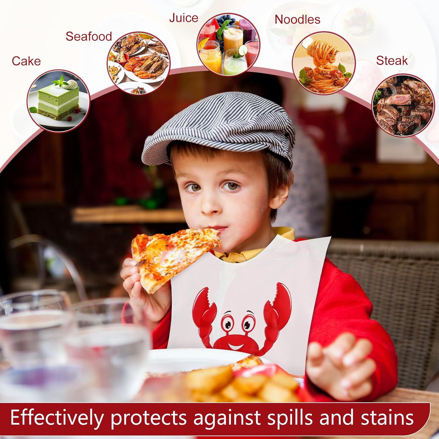 Nonley Disposable Crab Bibs - 50/100/200 Pcs Funny Plastic Adult Bibs for Crawfish Seafood Boil Party Restaurants Supplies - Image 5