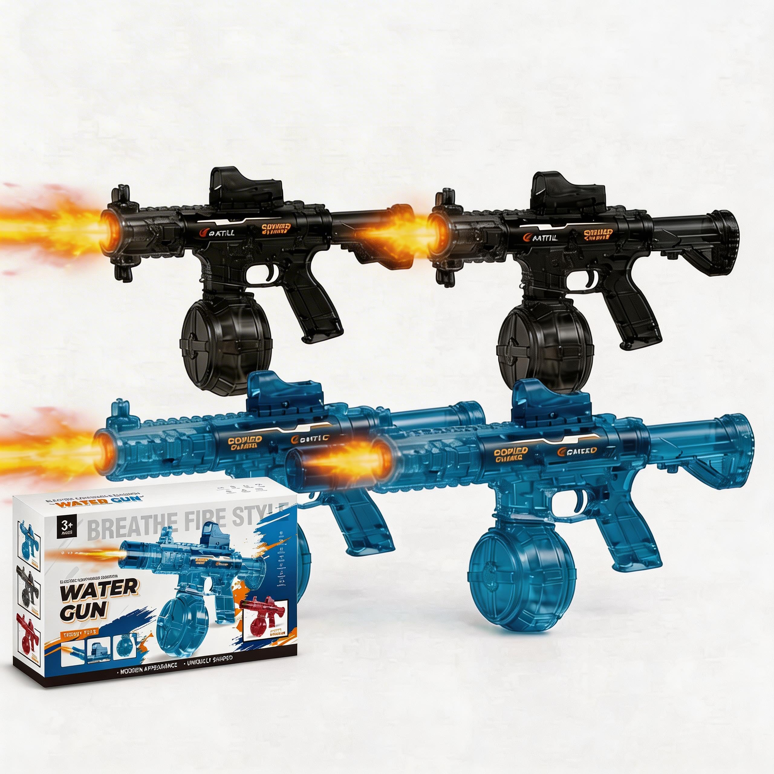 Pistola ad acqua elettrica, confezione da 4, potente pistola ad acqua automatica per combattimenti d'acqua competitivi, pistola a spruzzo a lungo raggio da 26-30 m, per giochi tattici estivi