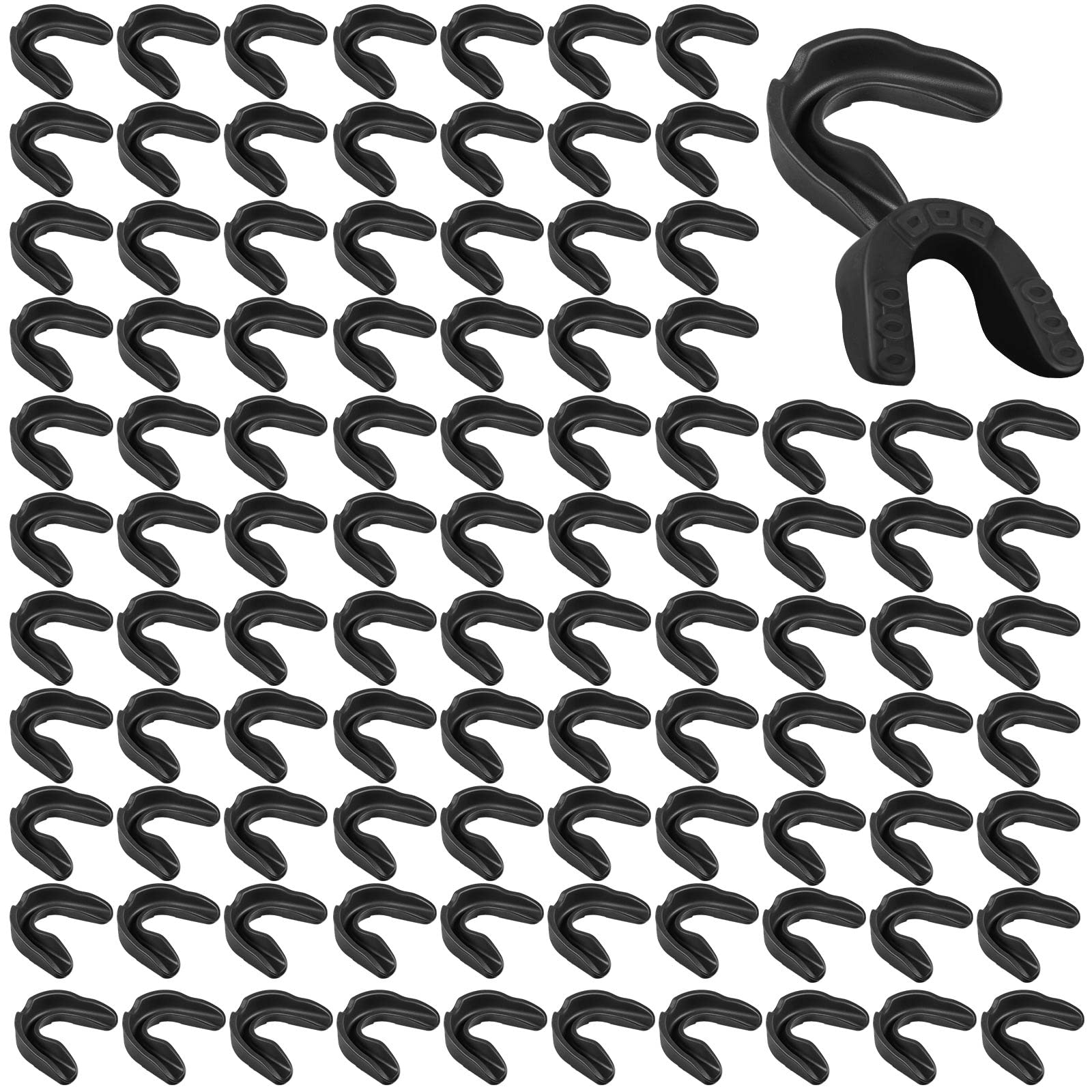 Kathfly 100Pack Sport Mouth Guard Bulk Athletic Mouthguard, Black | Silicone Mouthpiece, Individually Packaged Bulk Youth Mouthguards, Teeth Protection for Sports Football Boxing Basketball