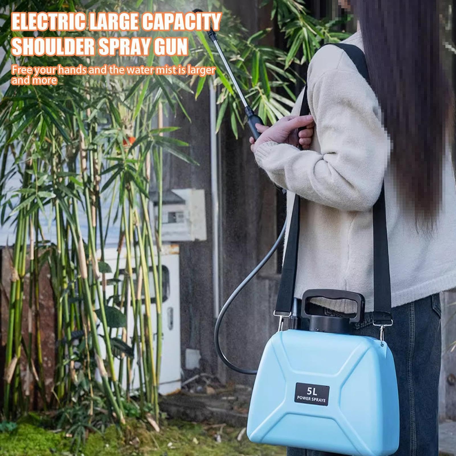 Opryskiwacz Elektryczny Akumulatorowy Zamgławiacz, 3 Dysze | Opryskiwacz Ogrodowy Akumulatorowy 5 l Z Paskiem Na Ramię I Lancą Teleskopową Do Roślin, Detailingu Samochodowego, Okien I