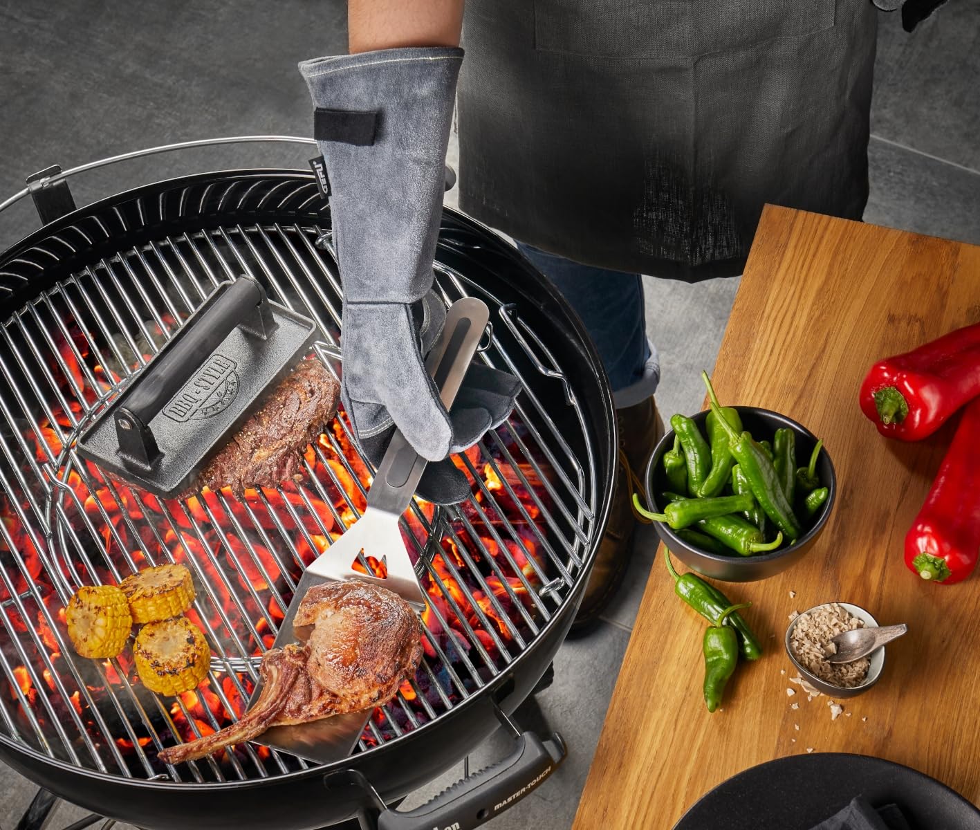 GEFU Rękawice do grilla BBQ, skóra welurowa