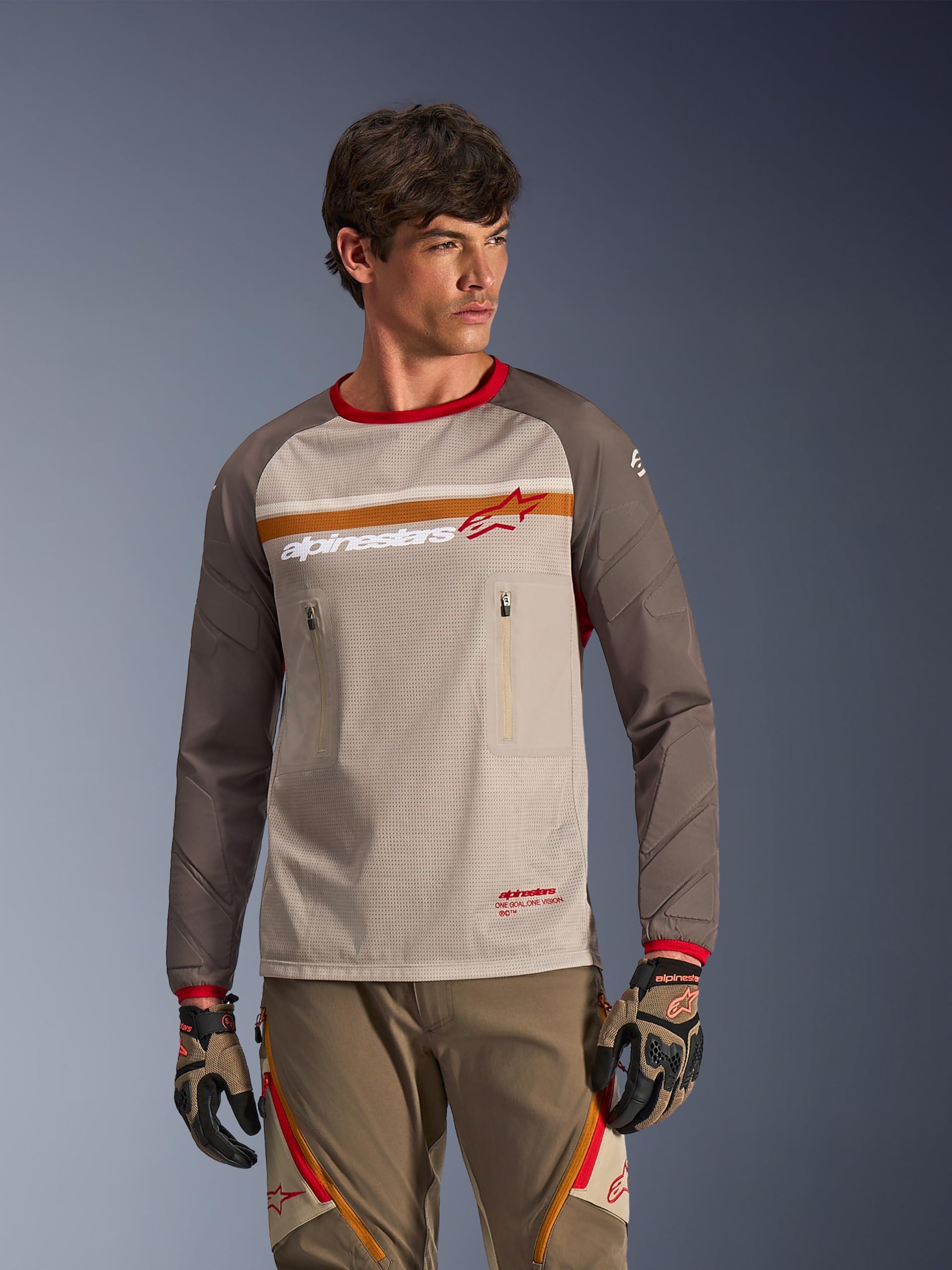Alpinestars Maxdura Dual Maglia Motocross, grigio/marrone, L