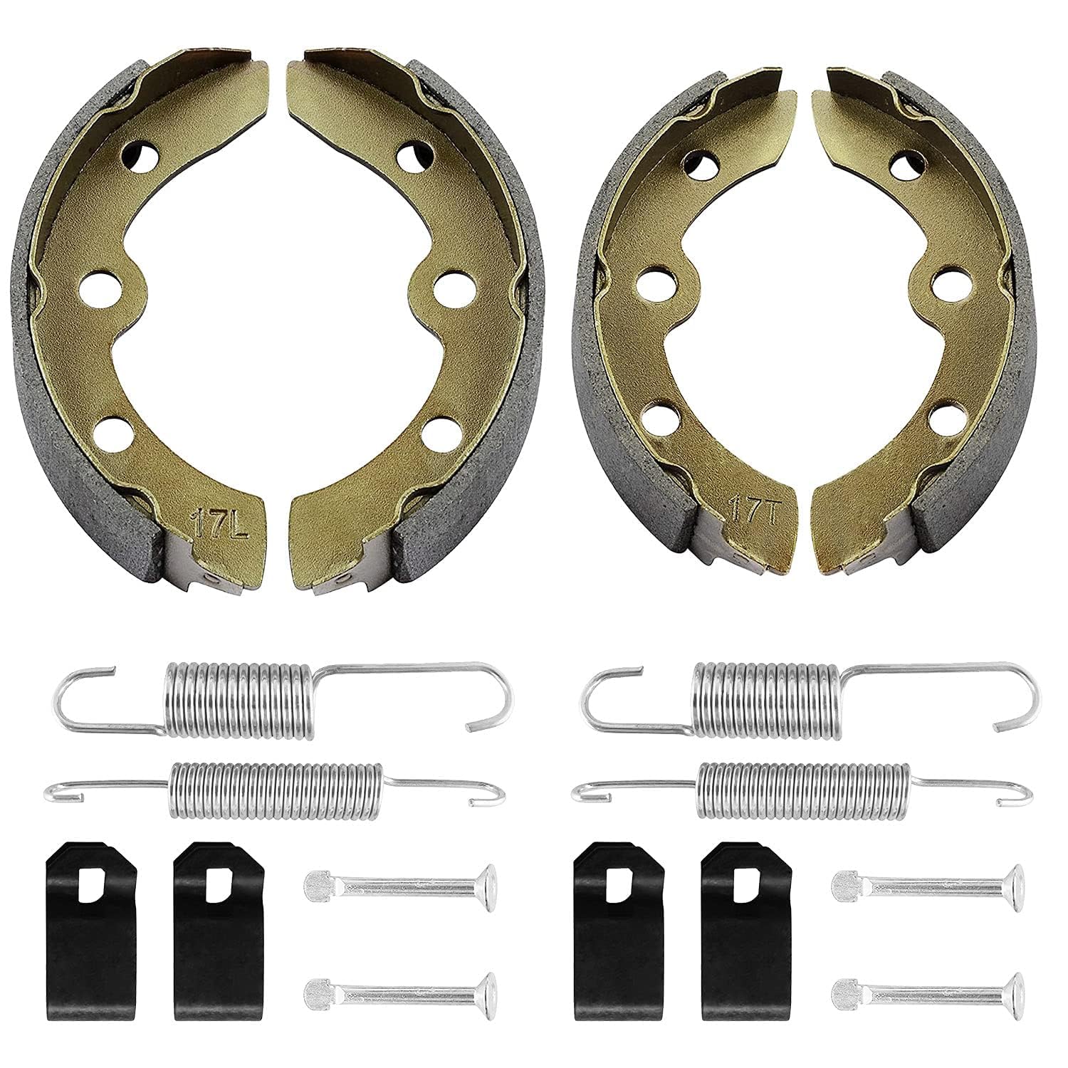 LEAPGOMAX Club Car Brake Shoes and Spring Kit for DS G&E 1995-up (Automatic Adjust)& Precedent 1018232-01 Golf Cart Replacement Brake Shoe Pads (2 Short & 2 Long)