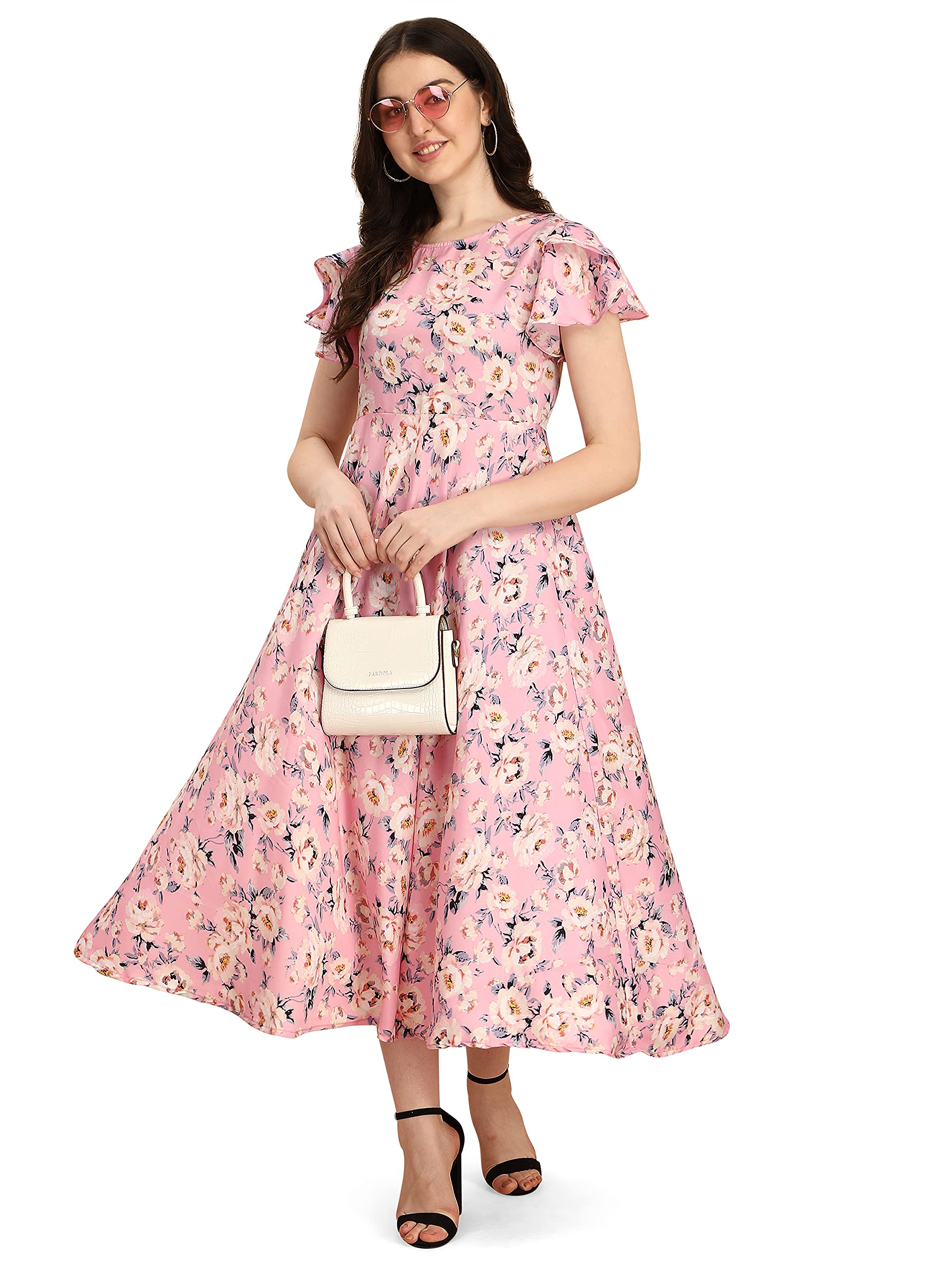 Oomph Women's Polyester A-Line Maxi Dress (Md52_Rose Pink 3_Xs)